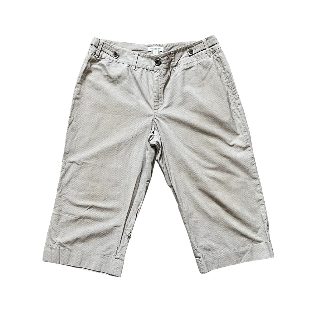 Banana Republic Gray White Striped Capri Short Size 14 - Picture 1 of 7